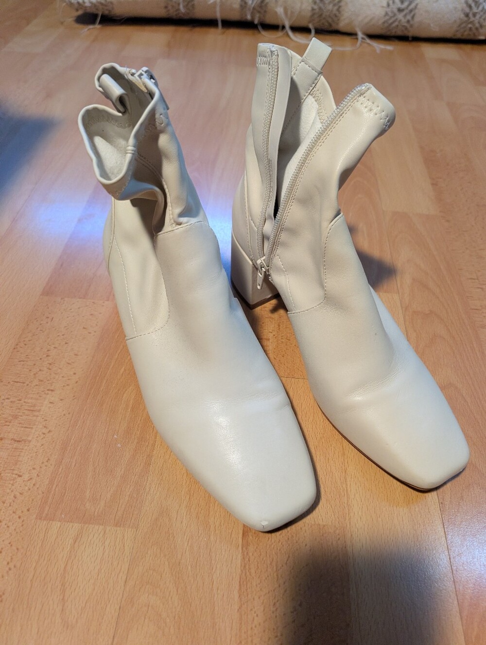 White Square Toe Aldo Booties